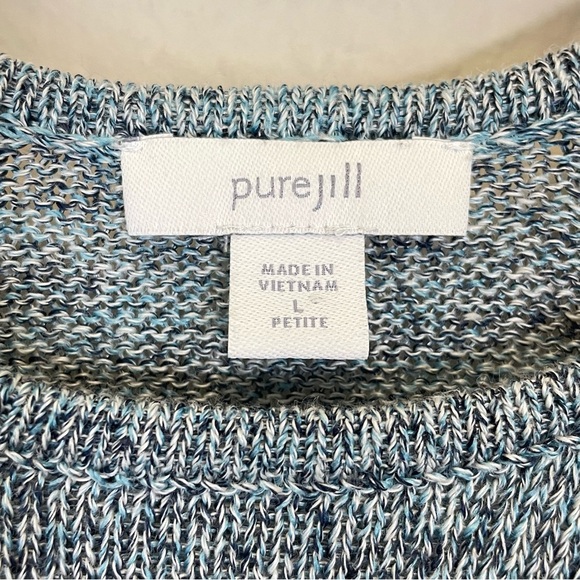 J.Jill Blue Crew Neck Linen Blend Pure Jill Pullover Sweater‎ Size LP Coastal - Picture 3 of 8